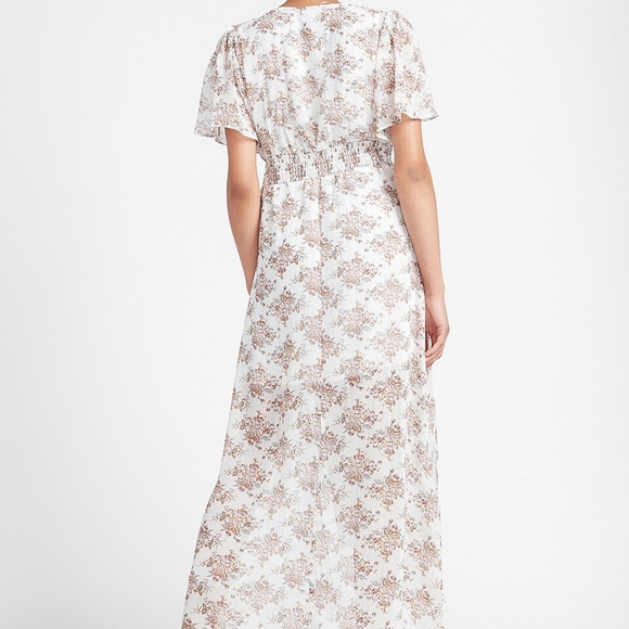 Express Metallic Floral Flutter Sleeve Midi Dress - Picture 2 of 6